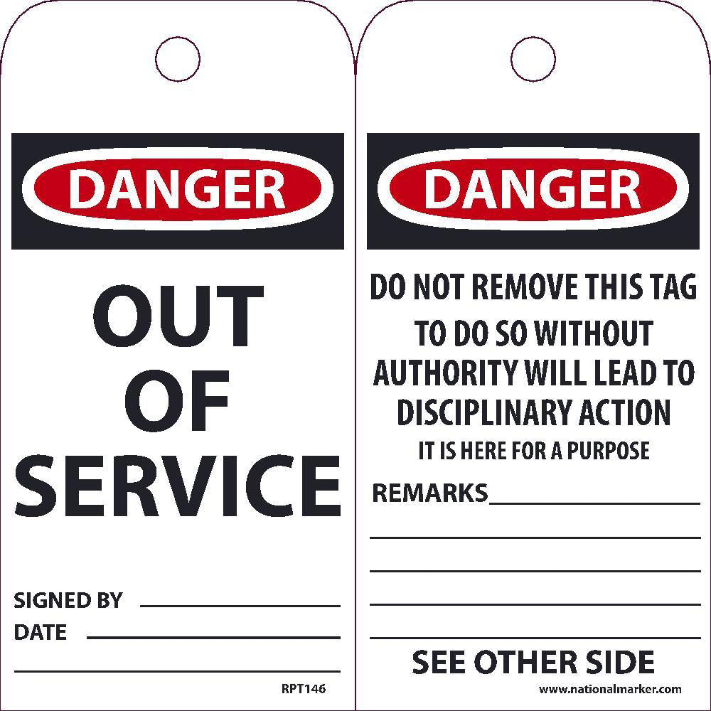 Danger Out Of Service Tag - Pack of 25-eSafety Supplies, Inc