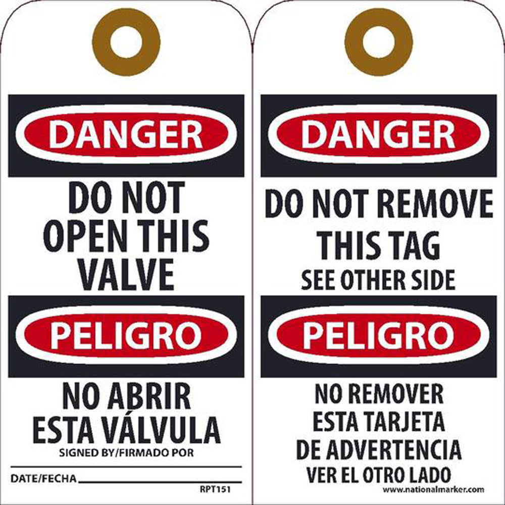 Danger Do Not Open This Valve Spanish Only Tag - Pack of 25-eSafety Supplies, Inc