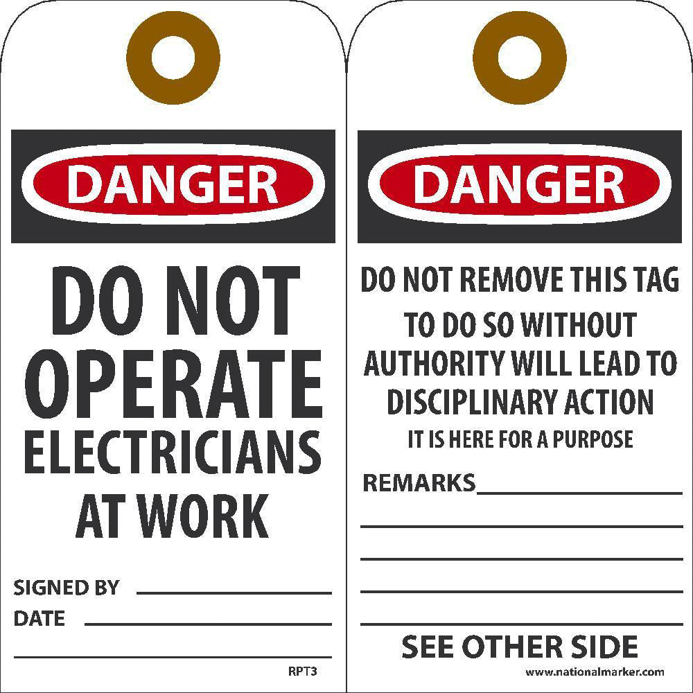 Danger Do Not Operate Electricians At Work Tag - Pack of 25-eSafety Supplies, Inc
