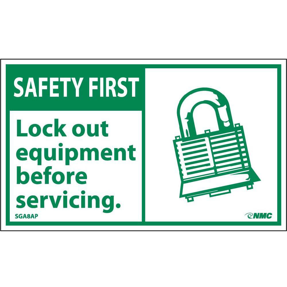 Safety First Lock Out Equipment Before Servicing Label - 5 Pack-eSafety Supplies, Inc