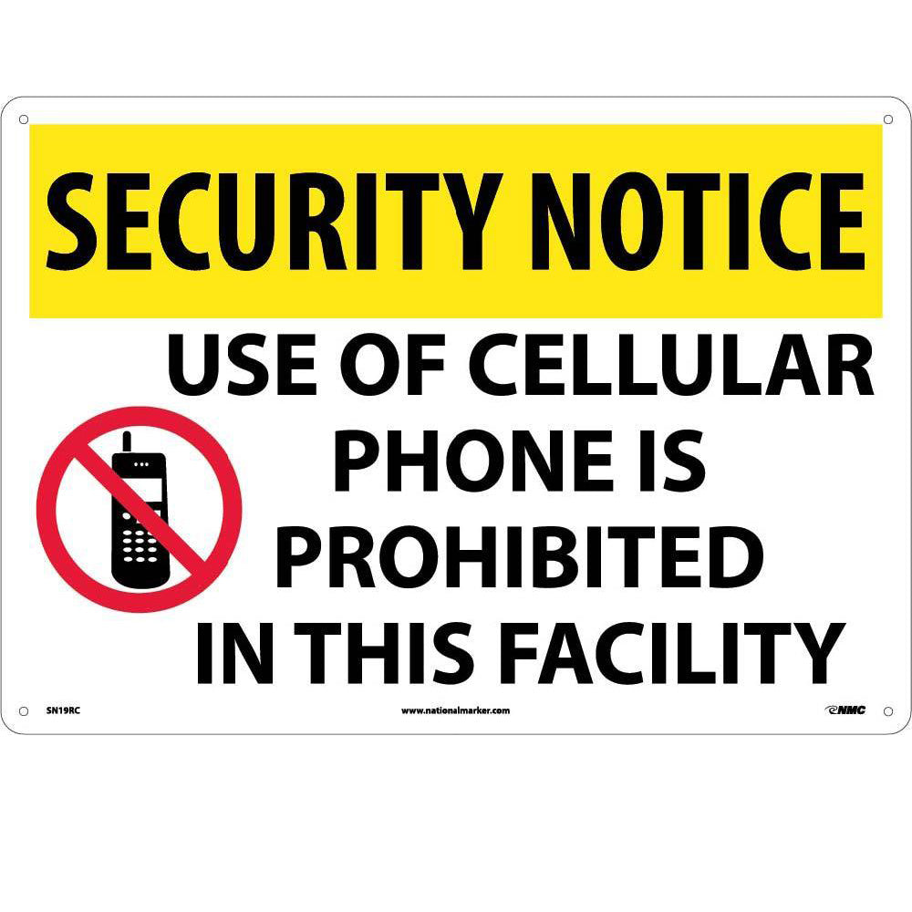Security Notice Use Of Cellular Phone Is Prohibited Sign-eSafety Supplies, Inc