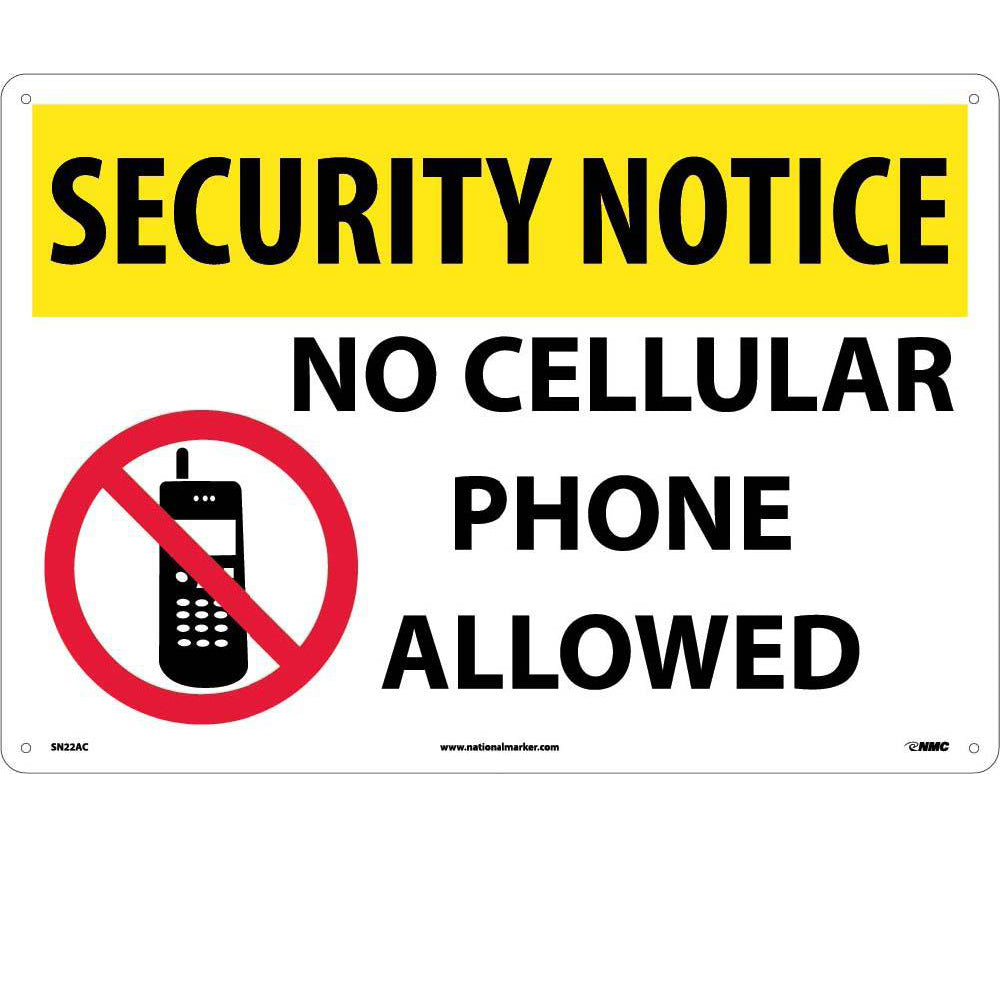 Security Notice No Cellular Phone Allowed Sign-eSafety Supplies, Inc