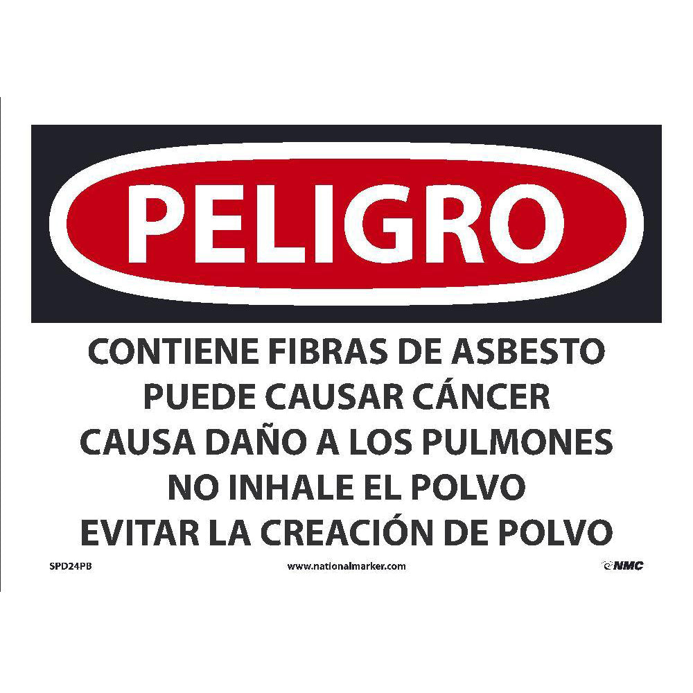 Contains Asbestos Fibers May Cause Cancer Avoid Creating Dust Sign - Spanish-eSafety Supplies, Inc