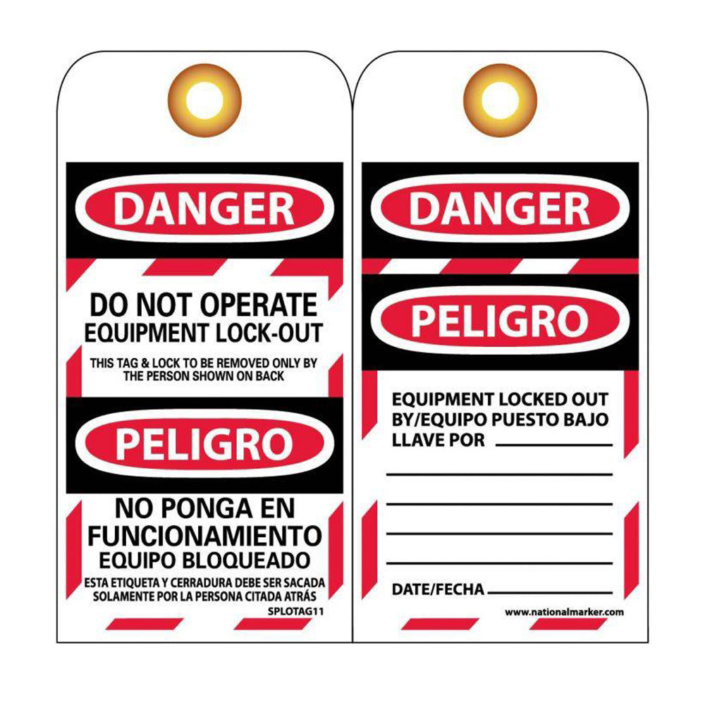 Danger Do Not Operate Equipment Lock-Out Bilingual Tag - 10 Pack-eSafety Supplies, Inc