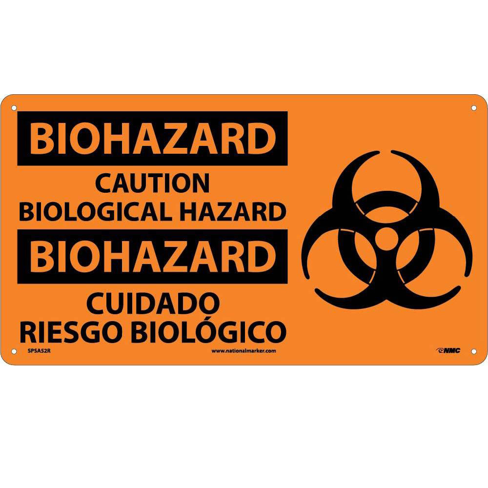 Biohazard Caution Biological Hazard Sign - Bilingual-eSafety Supplies, Inc