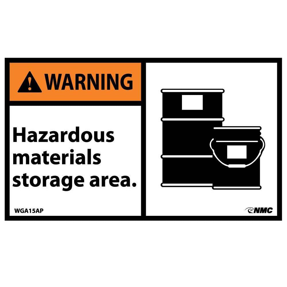 Warning Hazardous Materials Storage Area Label - 5 Pack-eSafety Supplies, Inc