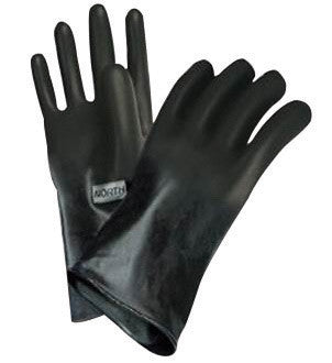 North by Honeywell Size 8 Black 11" 16 mil Unsupported Butyl Chemical Resistant Gloves With Smooth Finish And Rolled Beaded Cuff-eSafety Supplies, Inc