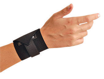 OccuNomix Black Woven Elastic Ambidextrous Wrist Support With Wrap Around Hook And Loop Closure Without Thumb Loop