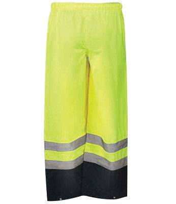 OccuNomix 2X Yellow Premium Polyester And Polyurethane Breathable Rain Pants With No Fly Closure And 3M Scotchlite Reflective Stripe
