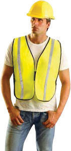 OccuNomix Regular Hi-Viz Yellow OccuLux Value Economy Light Weight Polyester Mesh Vest With Front Hook And Loop Closure, 1" Gloss Reflective Tape, Elastic Side Straps And 1 Pocket-eSafety Supplies, Inc
