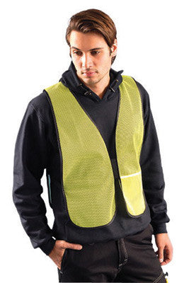 OccuNomix Regular Hi-Viz Yellow OccuLux Value Economy Light Weight Polyester Mesh Vest With Front Hook And Loop Closure And Elastic Side Straps And 1 Pocket-eSafety Supplies, Inc
