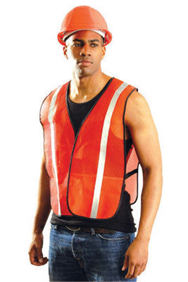 OccuNomix X-Large Hi-Viz Orange OccuLux Value Economy Light Weight Polyester Mesh Vest With Front Hook And Loop Closure, 1" Silver Glass Bead Tape, Elastic Side Straps And 1 Pocket-eSafety Supplies, Inc