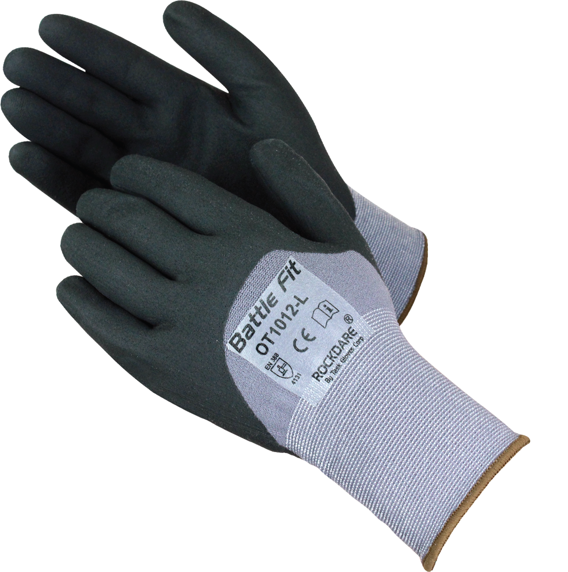 Task Gloves-Black Micro-Foam Nitrile Knuckle coated, 15G Knit Gloves.