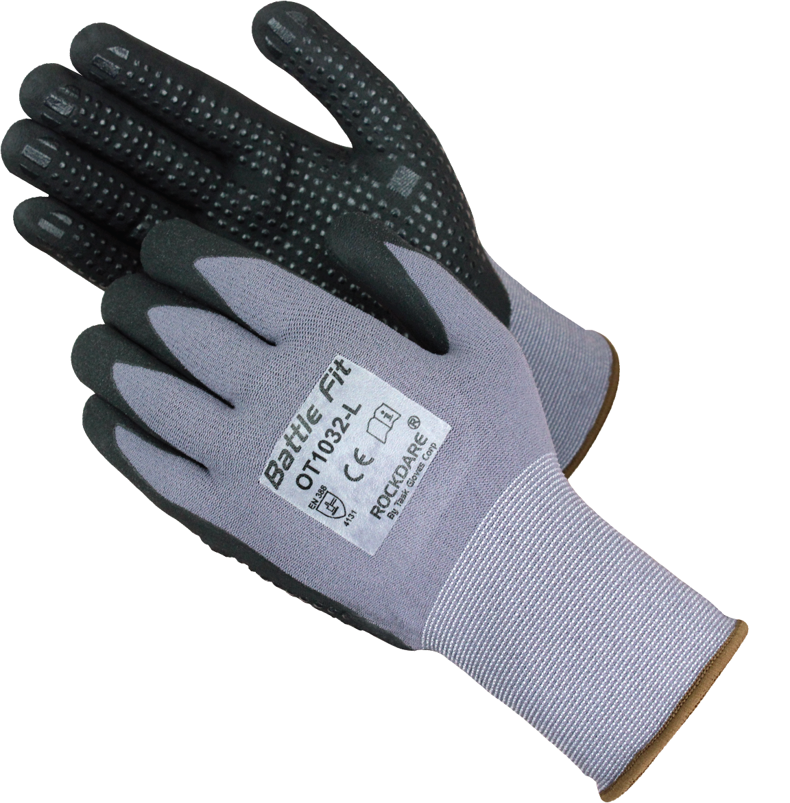 Task Gloves-Black Micro-Foam Nitrile Palm Coated with Nitrile Dots 15G Knit Gloves