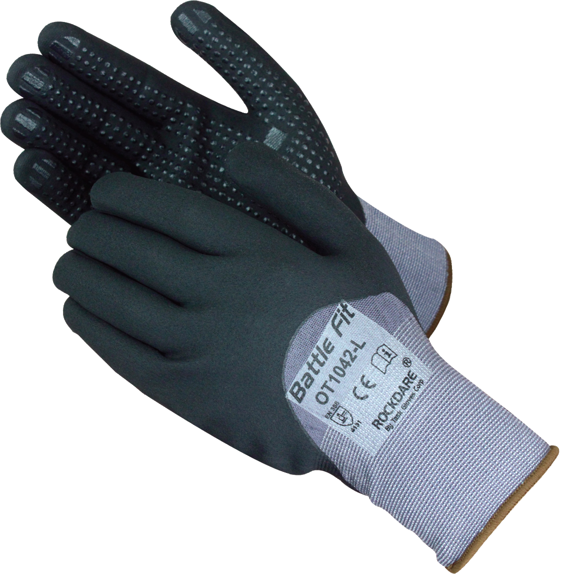 Task Gloves-Black Micro-Foam Nitrile Knuckle Coated with Nitrile Dots 15G Knit Gloves-eSafety Supplies, Inc