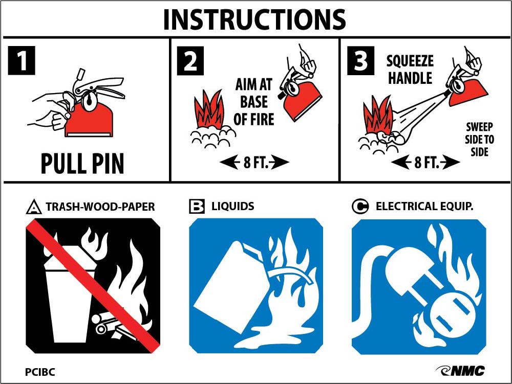 Fire Extinguisher Instructions Sign - Pack of 100-eSafety Supplies, Inc