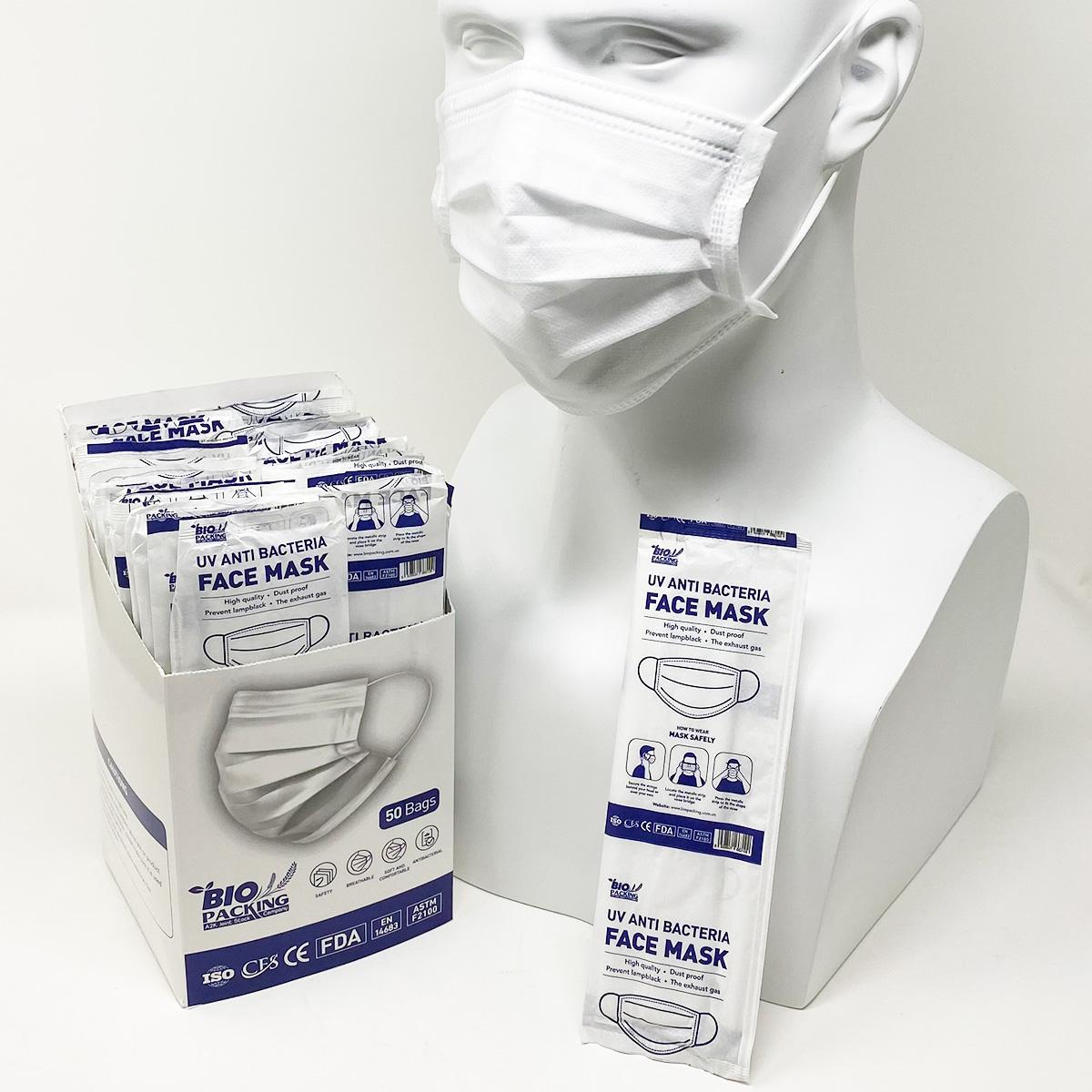 Bright White Masks 4-Ply – Individually Wrapped -BioPacking-eSafety Supplies, Inc