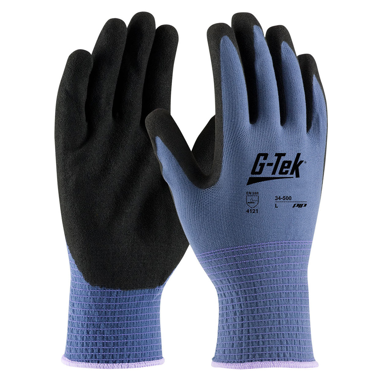 PIP 34-500 G-Tek GP Seamless Knit Nylon Gloves - Nitrile Coated MicroSurface Grip on Palm & Fingers (12 Pairs)-eSafety Supplies, Inc