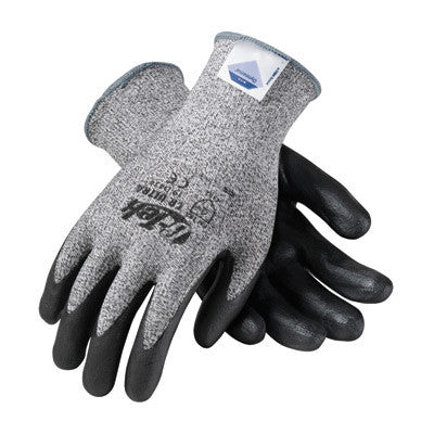 Protective Industrial Products Small G-Tek CR Ultra 13 Gauge Cut Resistant Black Foam Nitrile Palm And Fingertip Coated Work Gloves With Gray Seamless Liner And Continuous Knit Cuff