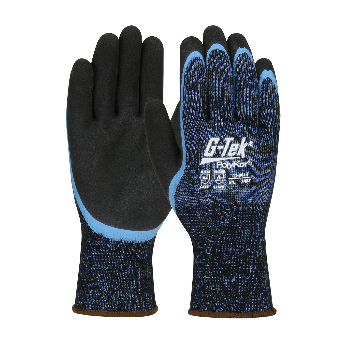 G-Tek® PolyKor® Seamless Knit Single-Layer PolyKor® / Acrylic Blended Glove with Double-Dipped Latex Coated MicroSurface Grip on Palm & Fingers-eSafety Supplies, Inc