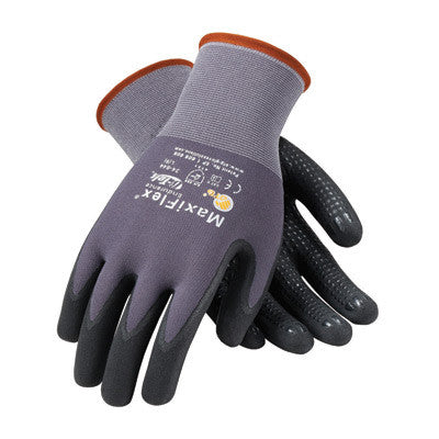 Protective Industrial Products 34-844/L Large MaxiFlex Endurance by ATG 15 Gauge Abrasion Resistant Black Micro-Foam Nitrile Palm And Fingertip Coated Work Gloves With Gray Seamless Knit