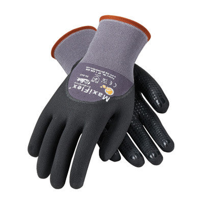 Protective Industrial Products 34-845/XL X-Large MaxiFlex Endurance by ATG 15 Gauge Abrasion Resistant Black Micro-Foam Nitrile Palm And Fingertip Coated Work Gloves With Gray Seamless Knit-eSafety Supplies, Inc