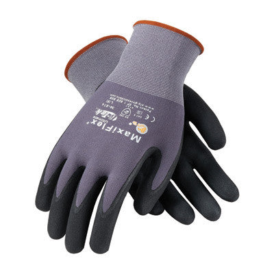 Protective Industrial Products Large MaxiFlex Ultimate by ATG 15 Gauge Abrasion Resistant Black Micro-Foam Nitrile Palm And Fingertip Coated Work Gloves With Gray Seamless Knit Nylon And-eSafety Supplies, Inc