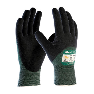 Protective Industrial Products Medium Green And Black MaxiFlex Cut By ATG Engineered Yarn Cut Resistant Gloves With Continuous Knitwrist And Reinforced Thumb Crotch-eSafety Supplies, Inc