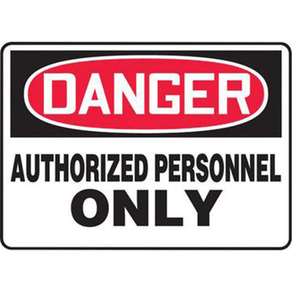 Accuform Signs 10" X 14" Black, Red And White 4 mils Adhesive Vinyl Admittance And Exit Sign "DANGER AUTHORIZED PERSONNEL ONLY"-eSafety Supplies, Inc