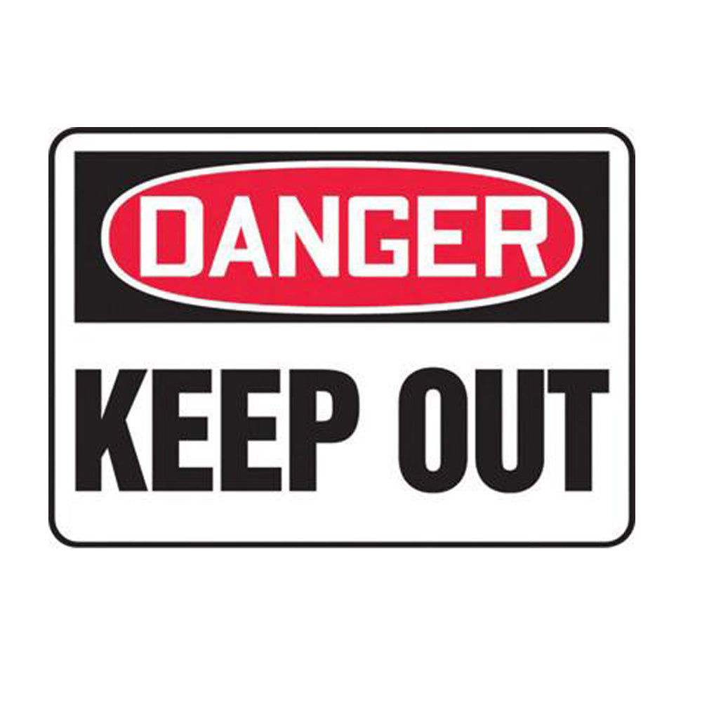 Accuform Signs 10" X 14" Black, Red And White 0.040" Aluminum Admittance And Exit Sign "DANGER KEEP OUT" With Round Corner-eSafety Supplies, Inc