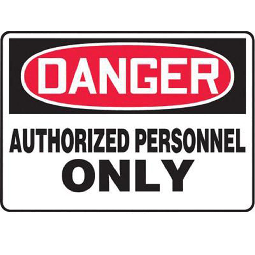 Accuform Signs 7" X 10" Black, Red And White 4 mils Adhesive Vinyl Admittance And Exit Sign "DANGER AUTHORIZED PERSONNEL ONLY"-eSafety Supplies, Inc