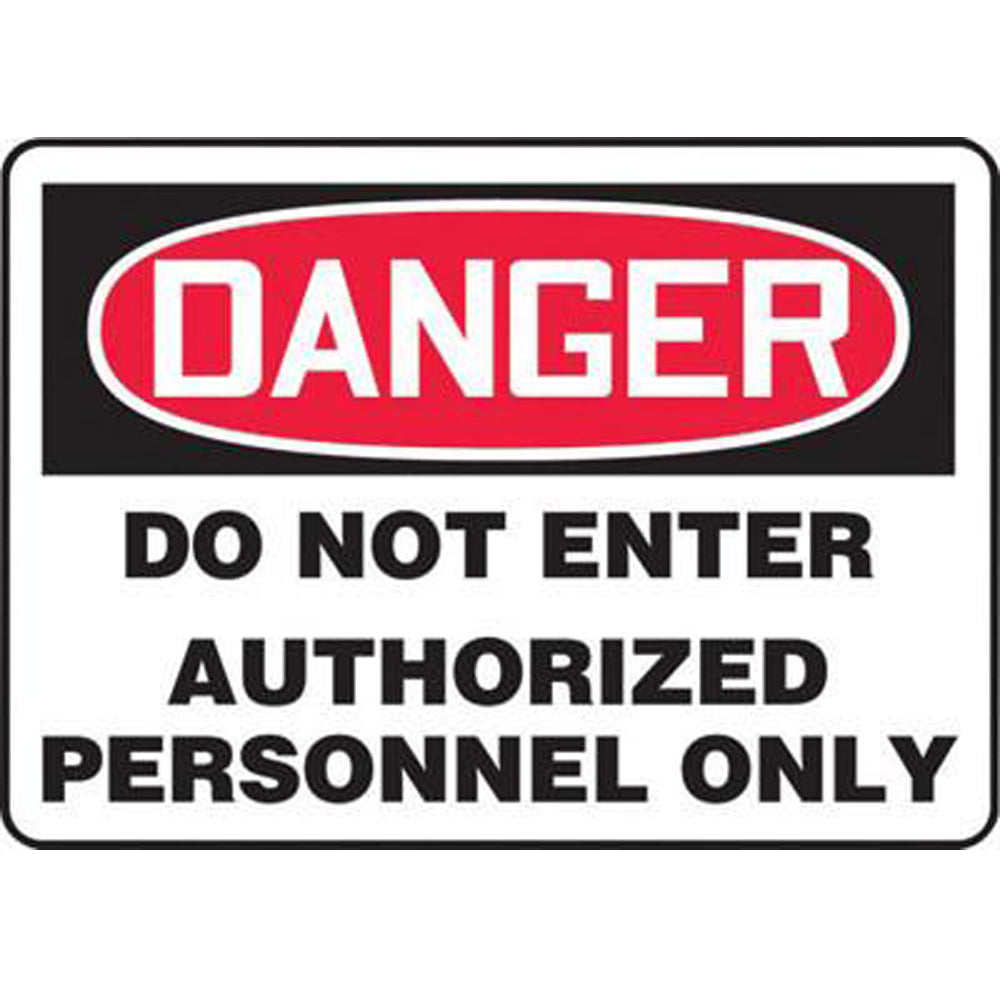 Accuform Signs 7" X 10" Black, Red And White 0.055" Plastic Admittance And Exit Sign "DANGER DO NOT ENTER AUTHORIZED PERSONNEL ONLY" With 3/16" Mounting Hole And Round Corner-eSafety Supplies, Inc