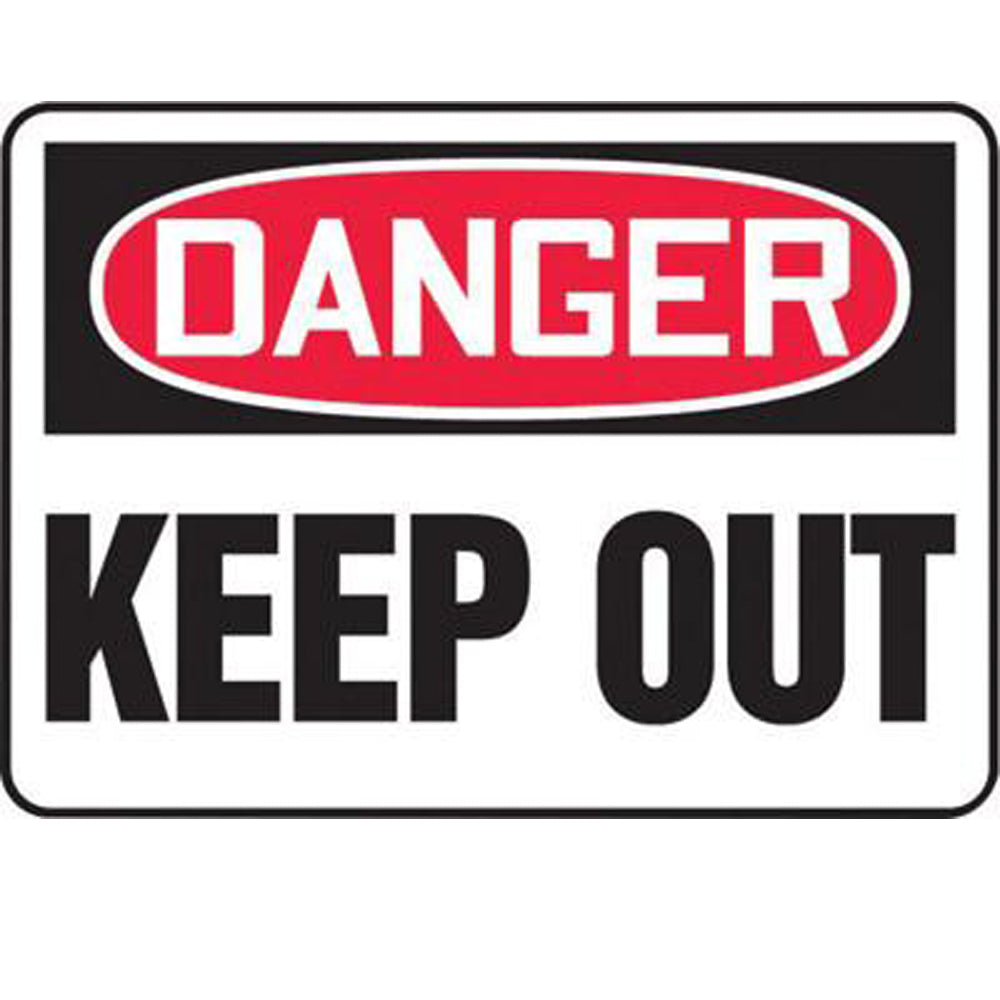Accuform Signs 7" X 10" Black, Red And White 0.055" Plastic Admittance And Exit Sign "DANGER KEEP OUT" With 3/16" Mounting Hole And Round Corner-eSafety Supplies, Inc