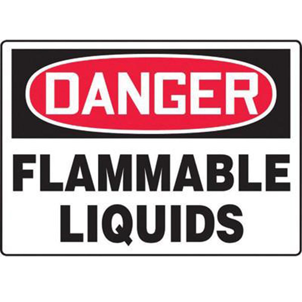 Accuform Signs 10" X 14" Black, Red And White 0.040" Aluminum Chemicals And Hazardous Materials Sign "DANGER FLAMMABLE LIQUIDS" With Round Corner-eSafety Supplies, Inc