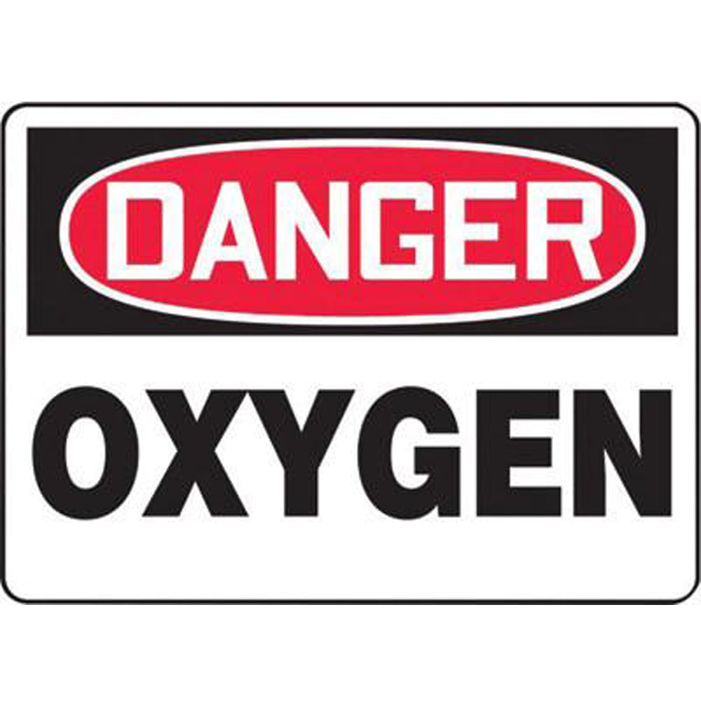 Accuform Signs 10" X 14" Black, Red And White 0.055" Plastic Chemicals And Hazardous Materials Sign "DANGER OXYGEN" With 3/16" Mounting Hole And Round Corner-eSafety Supplies, Inc