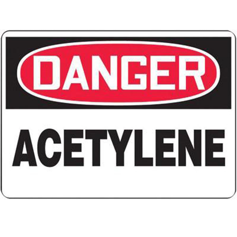 Accuform Signs 10" X 14" Black, Red And White 0.055" Plastic Chemicals And Hazardous Materials Sign "DANGER ACETYLENE" With 3/16" Mounting Hole And Round Corner-eSafety Supplies, Inc