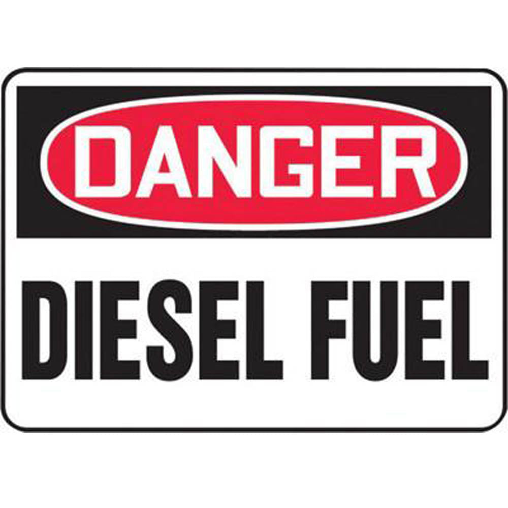 Accuform Signs 7" X 10" Black, Red And White 0.040" Aluminum Chemicals And Hazardous Materials Sign "DANGER DIESEL FUEL" With Round Corner-eSafety Supplies, Inc