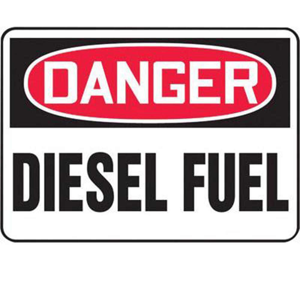 Accuform Signs 10" X 14" Black, Red And White 0.055" Plastic Chemicals And Hazardous Materials Sign "DANGER DIESEL FUEL" With 3/16" Mounting Hole And Round Corner-eSafety Supplies, Inc