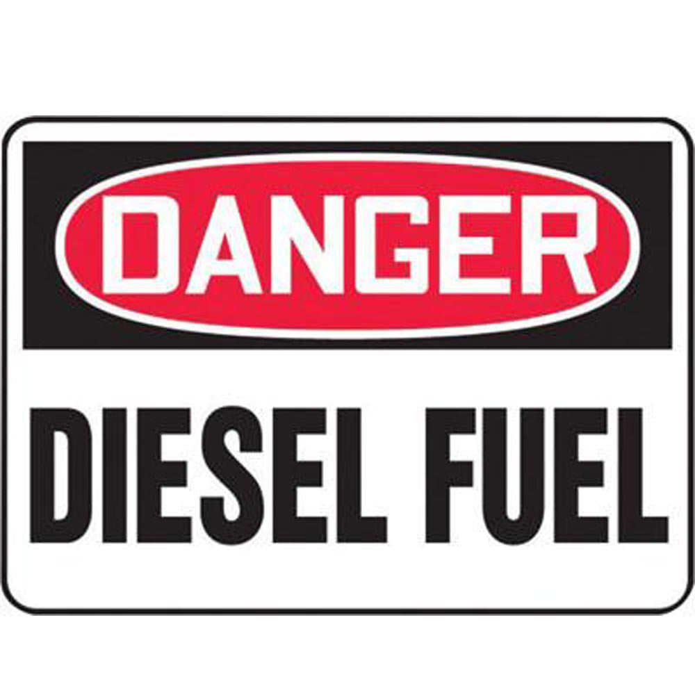 Accuform Signs 10" X 14" Black, Red And White 4 mils Adhesive Vinyl Chemicals And Hazardous Materials Sign "DANGER DIESEL FUEL"