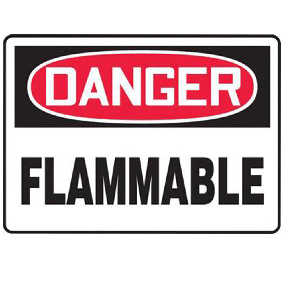 Accuform Signs 7" X 10" Black, Red And White 0.040" Aluminum Chemicals And Hazardous Materials Sign "DANGER FLAMMABLE" With Round Corner-eSafety Supplies, Inc