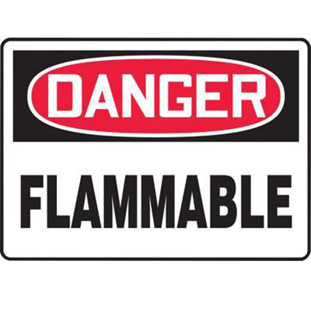 Accuform Signs 7" X 10" Black, Red And White 4 mils Adhesive Vinyl Chemicals And Hazardous Materials Sign "DANGER FLAMMABLE"-eSafety Supplies, Inc