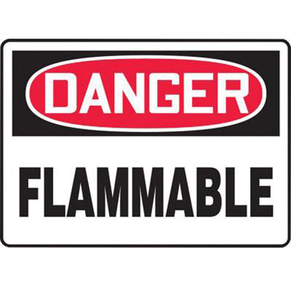 Accuform Signs 10" X 14" Black, Red And White 0.040" Aluminum Chemicals And Hazardous Materials Sign "DANGER FLAMMABLE" With Round Corner-eSafety Supplies, Inc