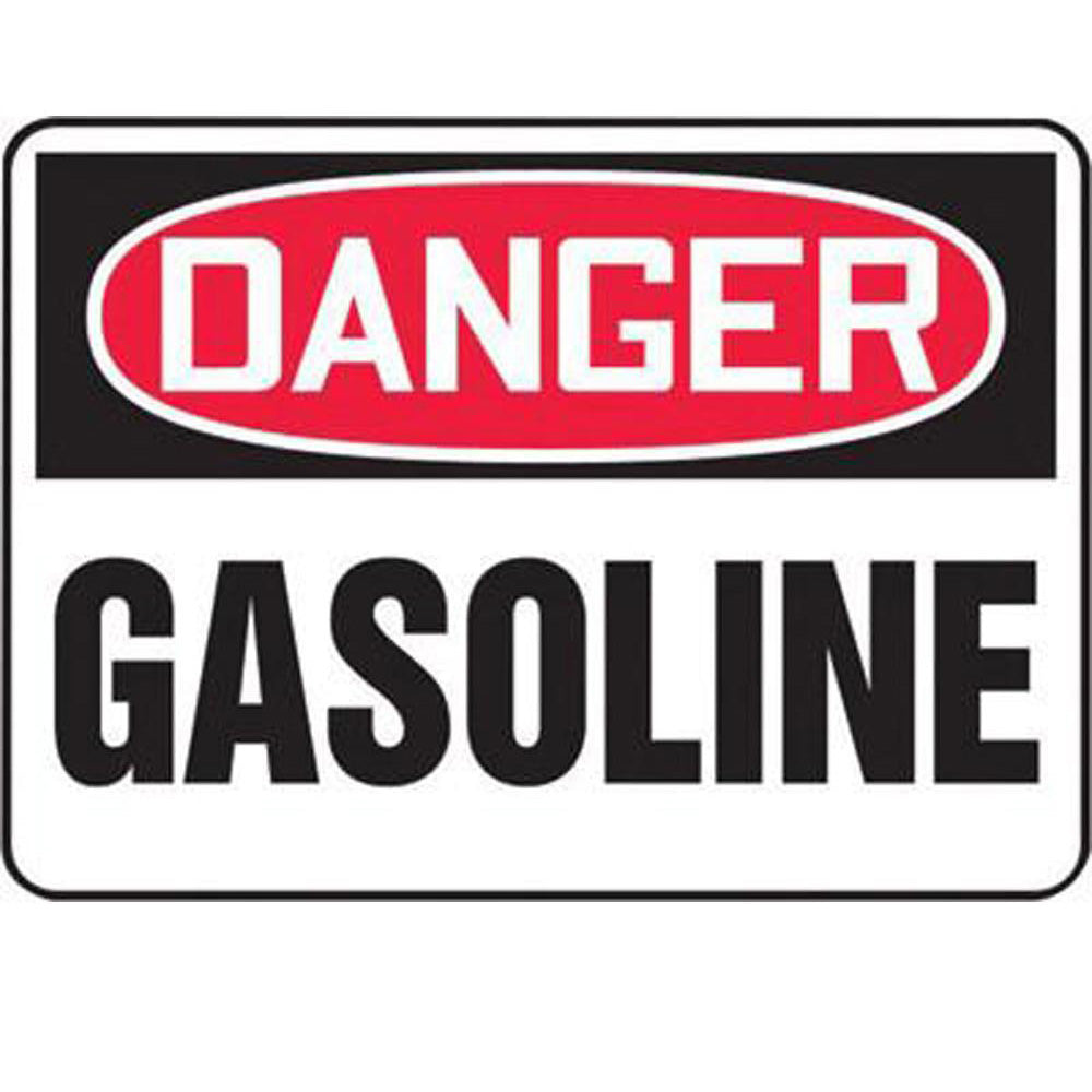 Accuform Signs 10" X 14" Black, Red And White 0.055" Plastic Chemicals And Hazardous Materials Sign "DANGER GASOLINE" With 3/16" Mounting Hole And Round Corner-eSafety Supplies, Inc