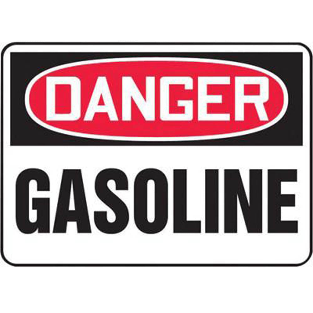 Accuform Signs 10" X 14" Black, Red And White 4 mils Adhesive Vinyl Chemicals And Hazardous Materials Sign "DANGER GASOLINE"-eSafety Supplies, Inc