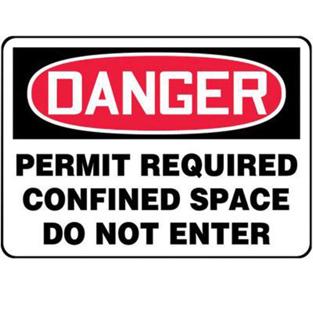 Accuform Signs 7" X 10" Black, Red And White 4 mils Adhesive Vinyl Sign "DANGER PERMIT REQUIRED CONFINED SPACE DO NOT ENTER"-eSafety Supplies, Inc