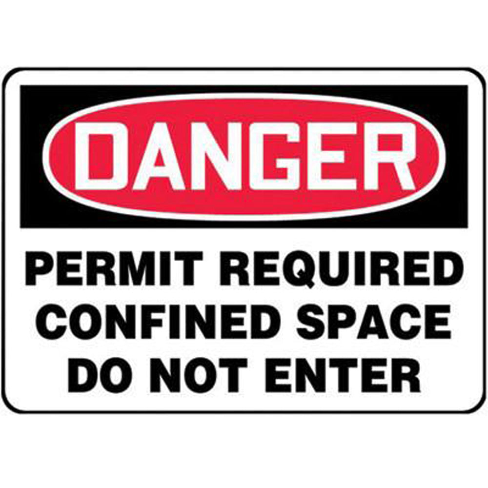 Accuform Signs 10" X 14" Black, Red And White 0.040" Aluminum Sign "DANGER PERMIT REQUIRED CONFINED SPACE DO NOT ENTER" With Round Corner-eSafety Supplies, Inc