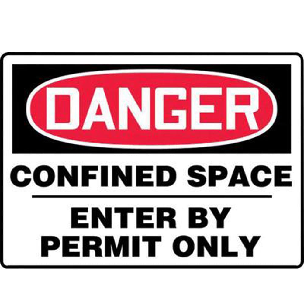 Accuform Signs MCSP133VA 7" X 10" Black, Red And White 0.040" Aluminum Sign "DANGER CONFINED SPACE ENTER BY PERMIT ONLY" With Round Corner-eSafety Supplies, Inc