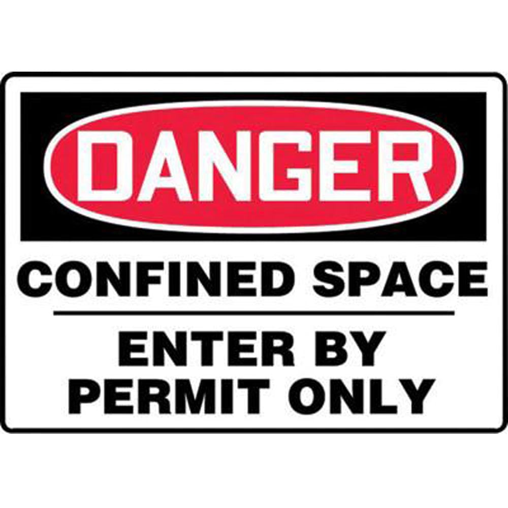 Accuform Signs MCSP133VS 7" X 10" Black, Red And White 4 mils Adhesive Vinyl Sign "DANGER CONFINED SPACE ENTER BY PERMIT ONLY"-eSafety Supplies, Inc
