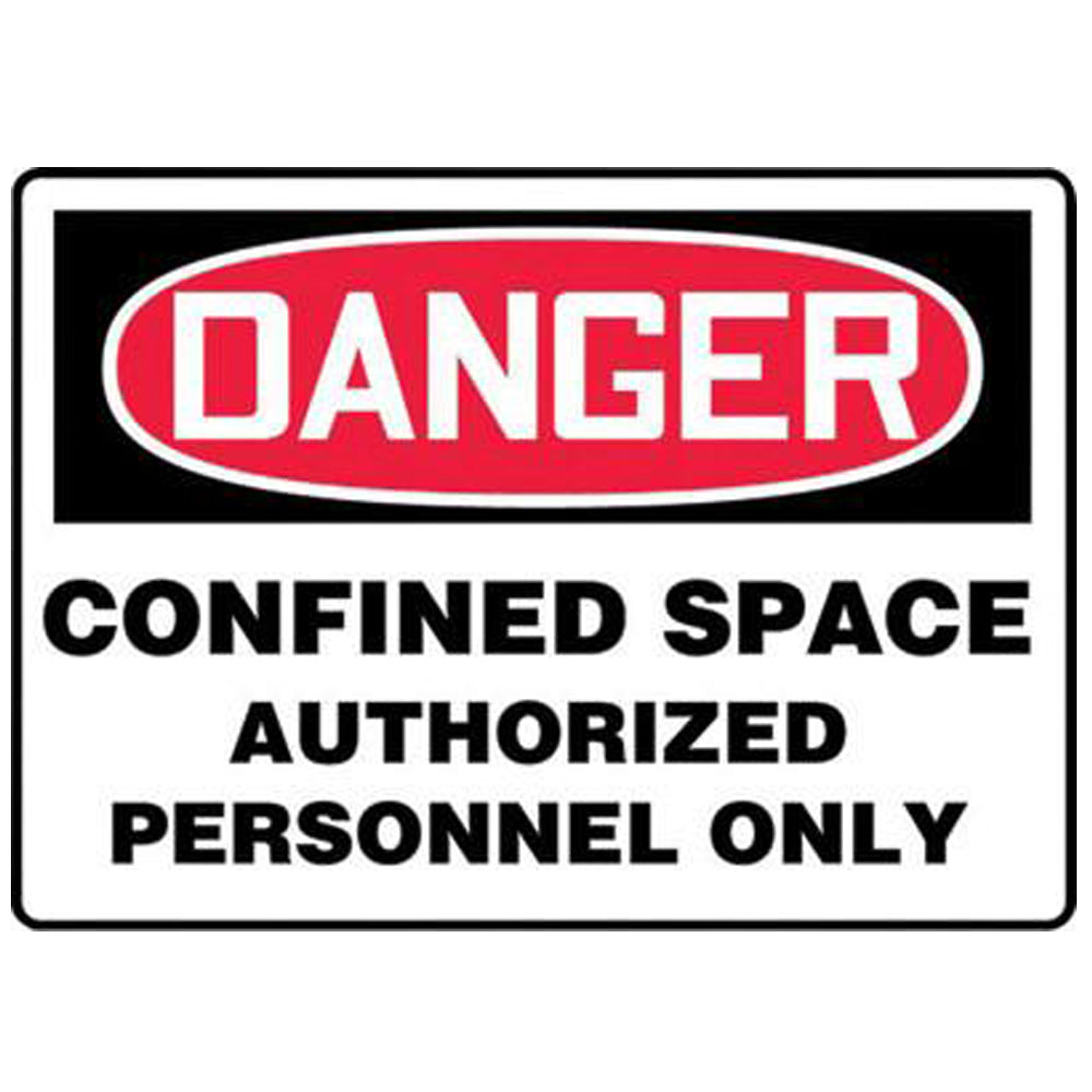 Accuform Signs 10" X 14" Black, Red And White 0.040" Aluminum Sign "DANGER CONFINED SPACE AUTHORIZED PERSONNEL ONLY" With Round Corner-eSafety Supplies, Inc
