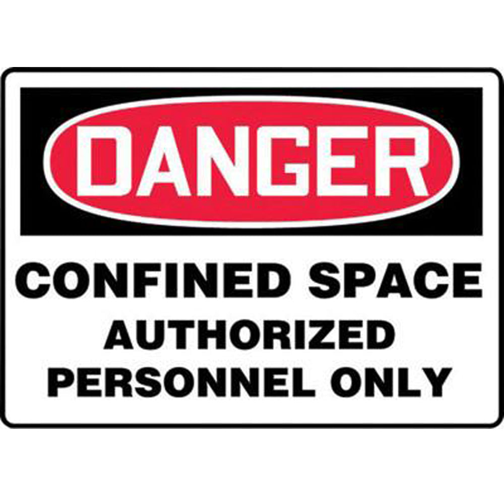 Accuform Signs 10" X 14" Black, Red And White 0.055" Plastic Sign "DANGER CONFINED SPACE AUTHORIZED PERSONNEL ONLY" With 3/16" Mounting Hole And Round Corner-eSafety Supplies, Inc
